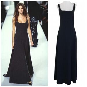 Ralph Lauren Collection Purple Label Vintage Runway Gown Wool Maxi Dress 90s 6